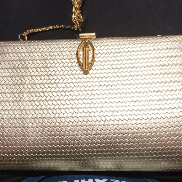 farnell paris Handbags - Vintage Farnell Paris Gold Woven Evening Clutch Chain Strap Formal Bag